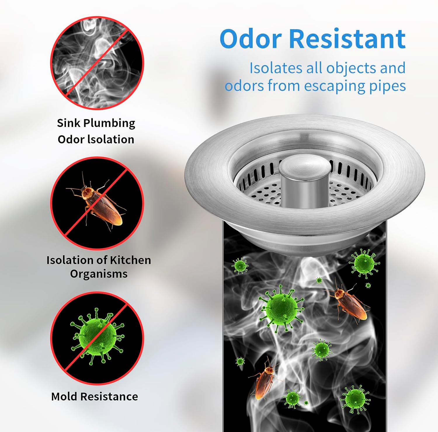 Kitchen Sink Drain Strainer 3 in 1