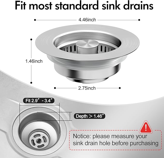 Kitchen Sink Drain Strainer 3 in 1