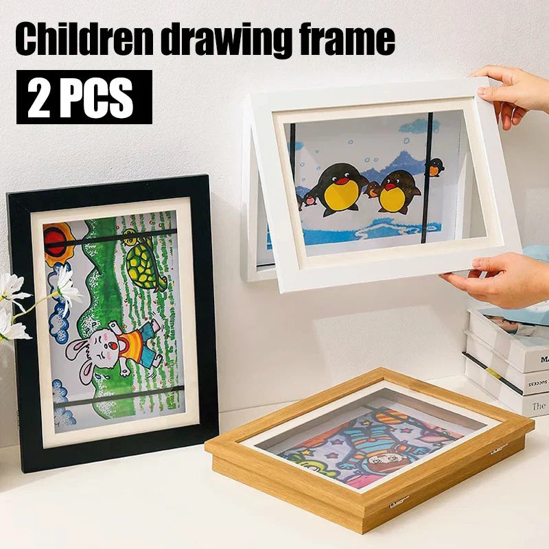 Magnetic Wooden Kids Easy Open Art Frame