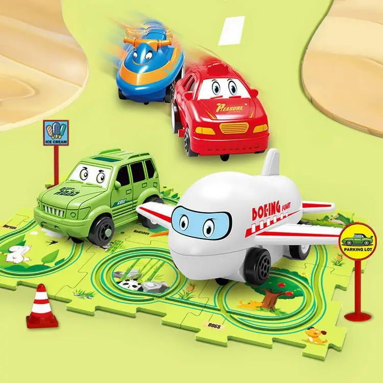 PuzzleRaceway™ Kids Rail Car Track Set