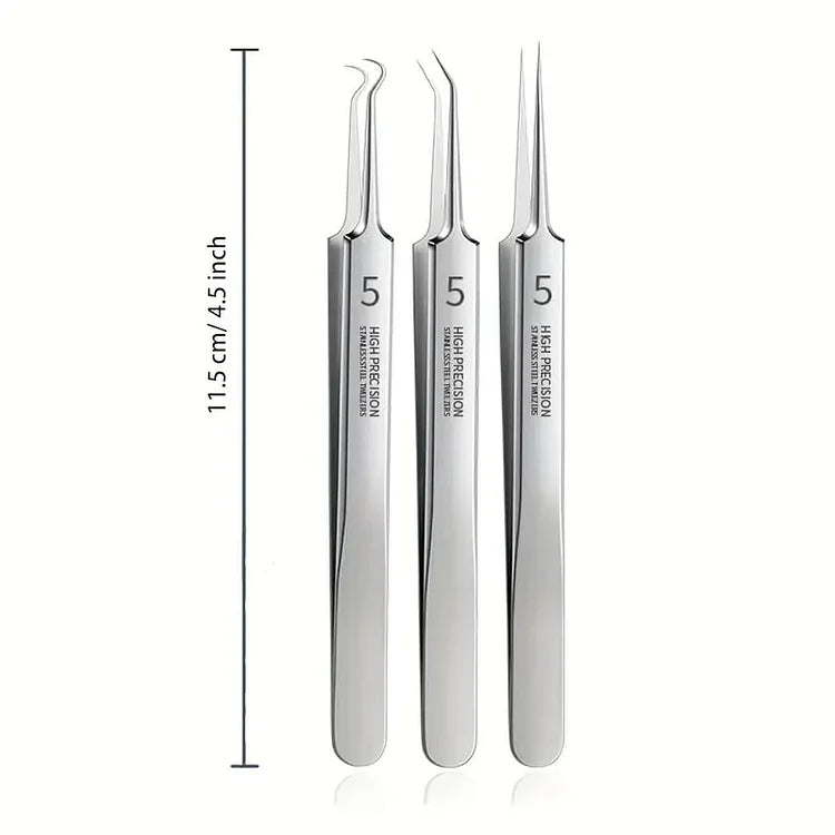 Professional Facial Blackhead Remover Tweezers (3Pcs+Box)